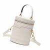 Modische Zylinder Handtasche Tote Damen PU Leder Verstellbar Elegant Umhängetasche für Tägliche Arbeit Weiß
