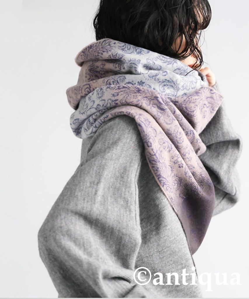 Antiqua Large Damask Print F Navy Women's Stole/Scarf, PJ-01175 20,