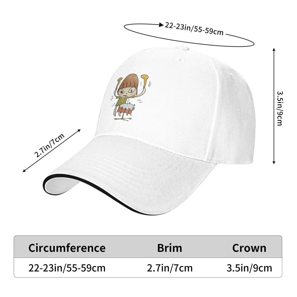 Drummer Yoshitomo Nara Sun Baseball Cap Summer Unisex Men  Design Trucker Hat Sun-Proof Casual Running Hippie Baseball Caps