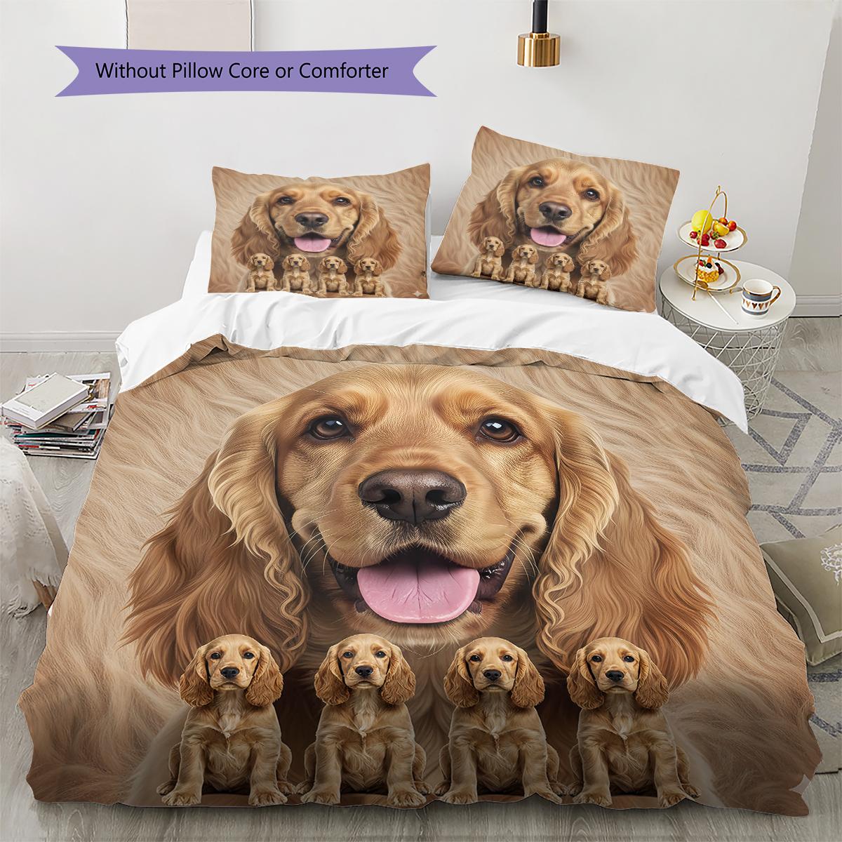 

American Cocker Spaniel Pattern Bedding Quilt Set Quilt Cover Pillowcase Home Decoration Gift (1 * duvet cover + 2 * pillowcase, without core) 220x240cm