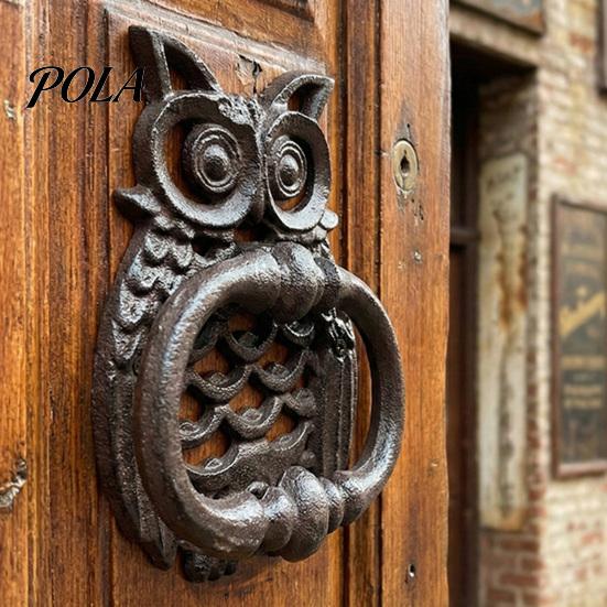 Retro Eule Türklopfer, Hohl geschnitzte Wanddekoration aus Schmiedeeisen, Mehrzweck-Verdickter Rostfreier Schrankgriff, Vorgebohrte Löcher für Tor Schrank