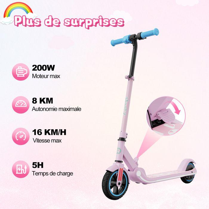 Trottinette Electrique Enfants 6-12 Ans - RCB - Écran LED - Néons Colorés - Vitesse Et Hauteur Réglables Cadeau Idéal Rose