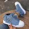 Foreign trade large size 2024 new cloth surface solid color high-top casual thick-soled versatile canvas shoes tide