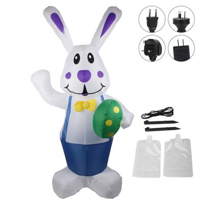 6,5 pés de altura Páscoa Azul Coelho Segurando Ovo de Páscoa Inflável Quintal Decoração Gigante Coelho com Luz LED