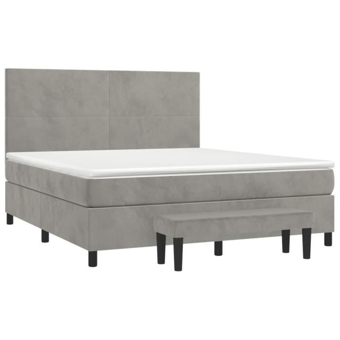 VidaXL Divan Bed and Mattress Light Grey 160x200cm Velvet - Model 3137731