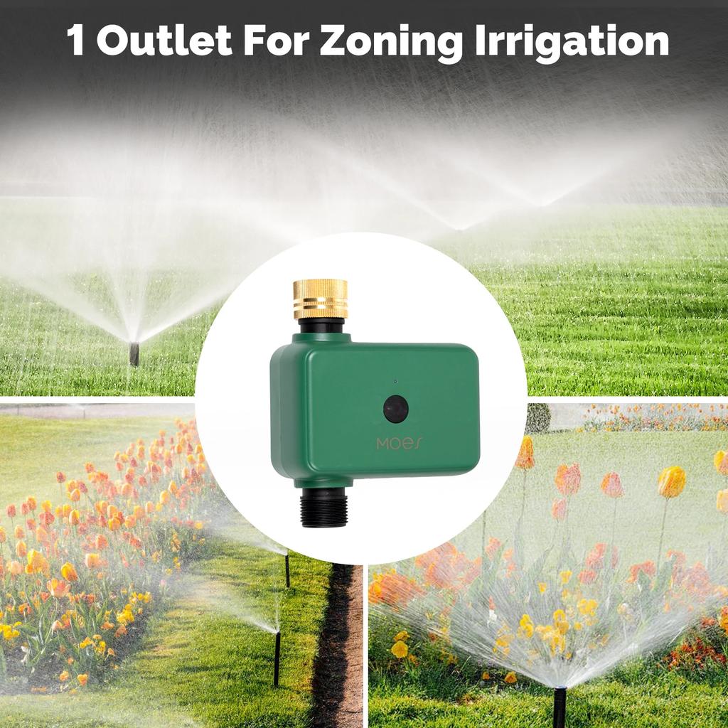 MOES Tuya Smart Bluetooth 1-Outlet Valve Sprinkler Water Timer Auto Programmable Controller Rain Delay Filter Washer App Control