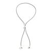 Retro Simple Imitation Pearl Wax Thread Fringed Necklace, Cold Wind Geometric Knotted Necklace For Women