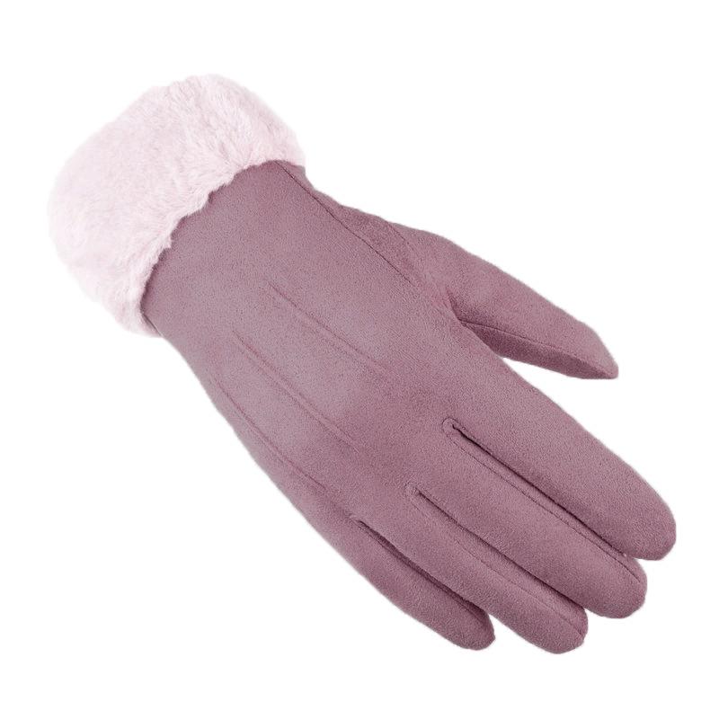 Women's Autumn Winter Touchscreen Suede Gloves, Velvet-Lined and Thickened for Warmth, Perfect for Cycling