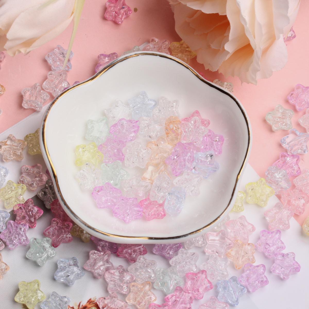 

Flat Bottom Handmade Materials Imitation Glass Burst DIY 200pcs Fashion Loose Beads Five-pointed Star Bracelet Necklace Accessories beads