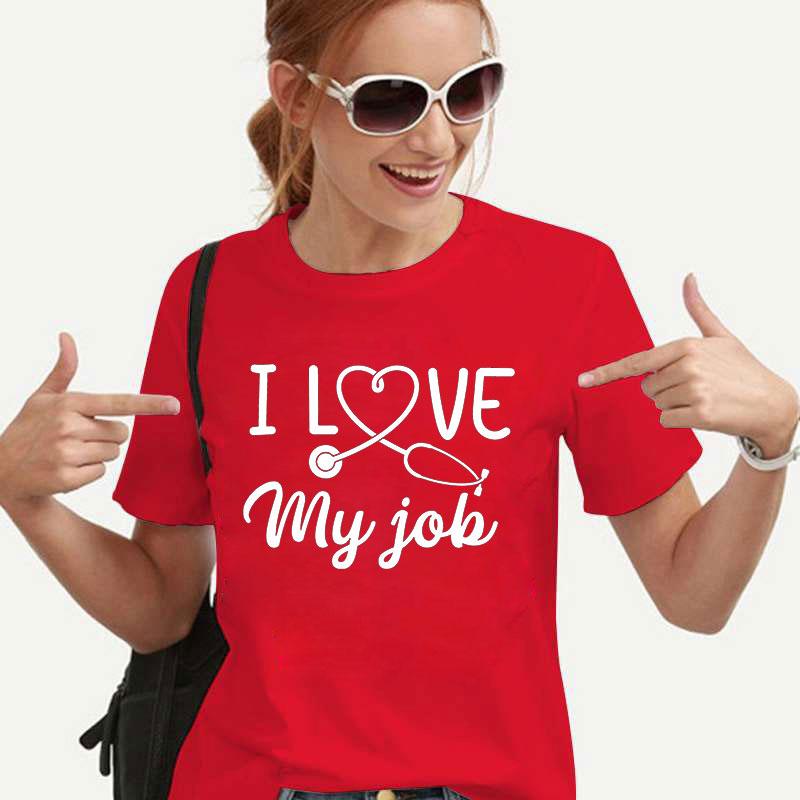 

Забавные футболки медсестры для женщин «Я люблю свою работу», модные топы с рисунком Y2k, летние футболки с короткими рукавами в стиле Харадзюку, женская одежда XXXL красный