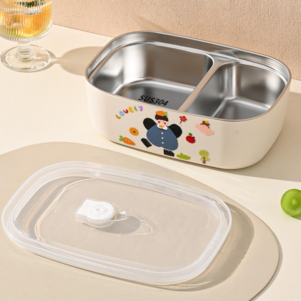 1500/1000ML 304 Stainless Steel Lunch Box Microwaveable Cartoon Pattern Food Storage Box Sealed Leak-proof Fresh Keeping Box