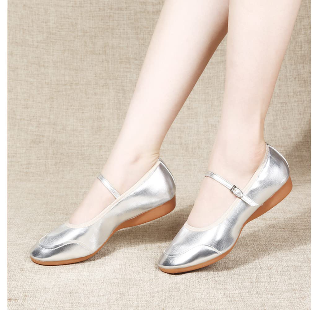 [Gengzee] Women's Dance Shoes, Social Dance Shoes, Ladies' Modern Latin Shoes, Adult Jazz Dance Shoes, Women's Dance Sneakers, Dance Shoes, Silver, 23