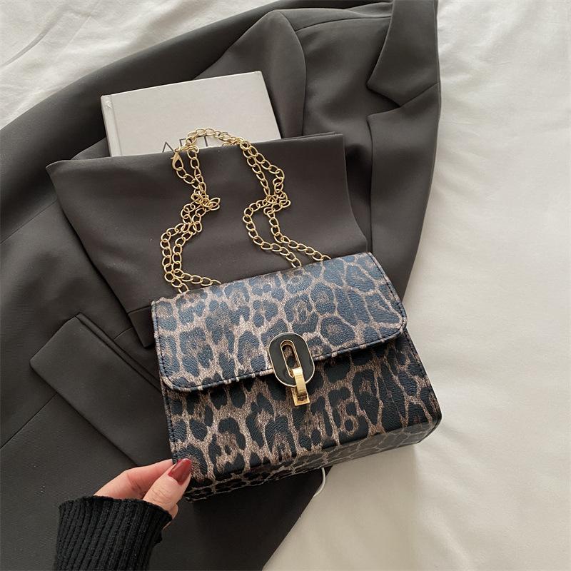 Simple And Fashionable Leopard Print, Simple And Foreign Commuting In Winter, Retro Chain, Single Shoulder Crossbody Small Square Bag Woman