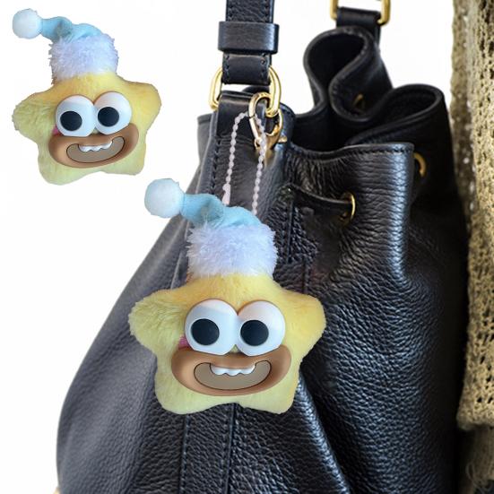Large Mouth Cartoon Doll Keychain Star Shape Macaron Color Keychain