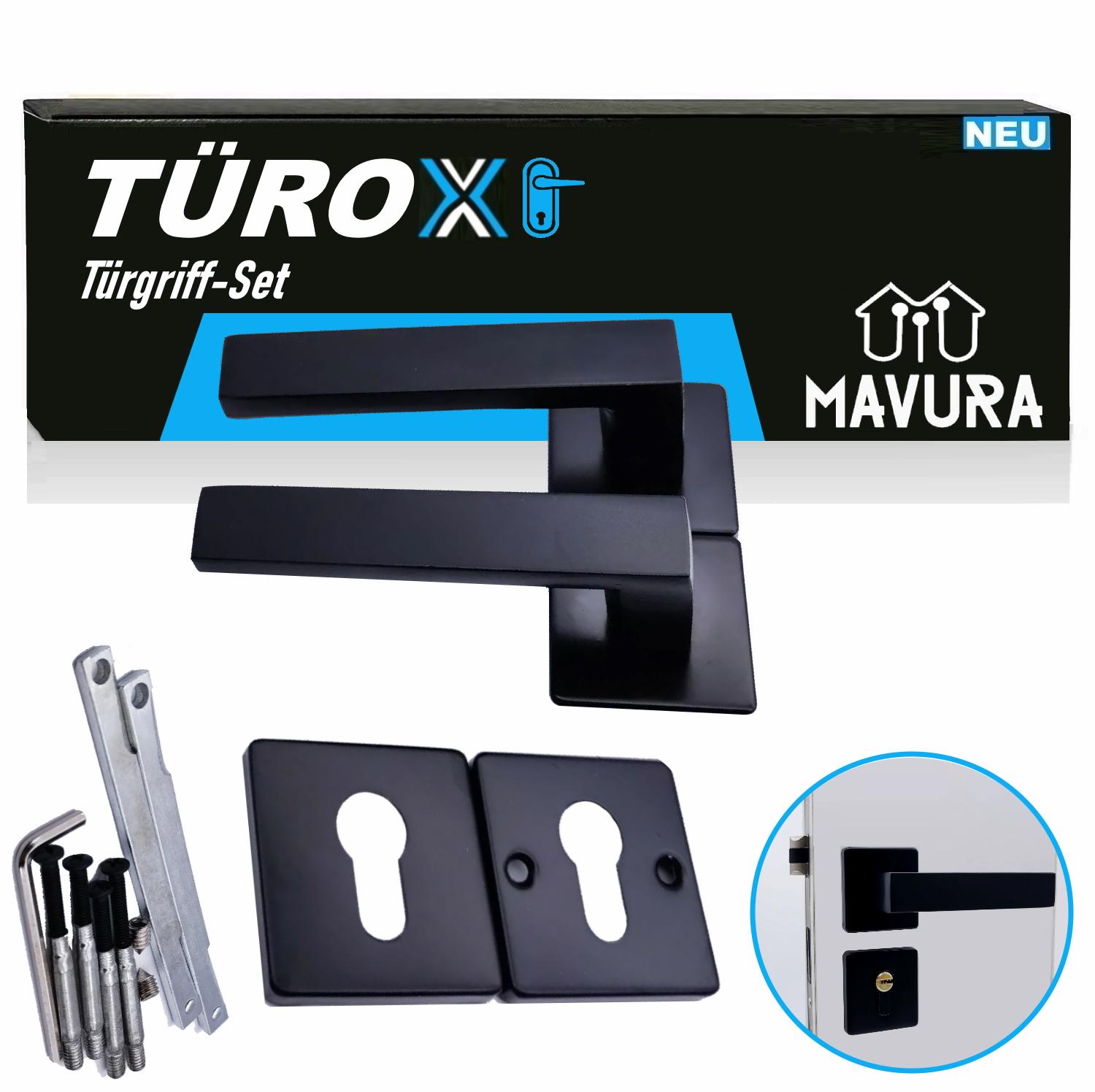 

TÜROX door handle set doorknob door handle door fitting rosette set black