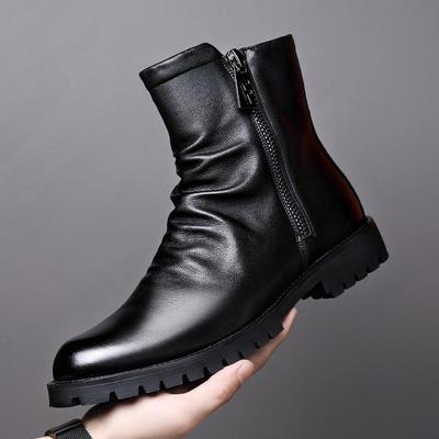 Bottes Martin pour homme automne/hiver 2024: Bottines Chelsea montantes en cuir à fermeture éclair de style britannique