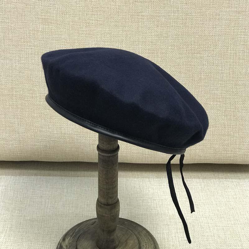 

Унісекс вовняний берет: Імітація овчини по краю, корейський та японський стиль для осені та зими Small (54-56cm) Темно-синій