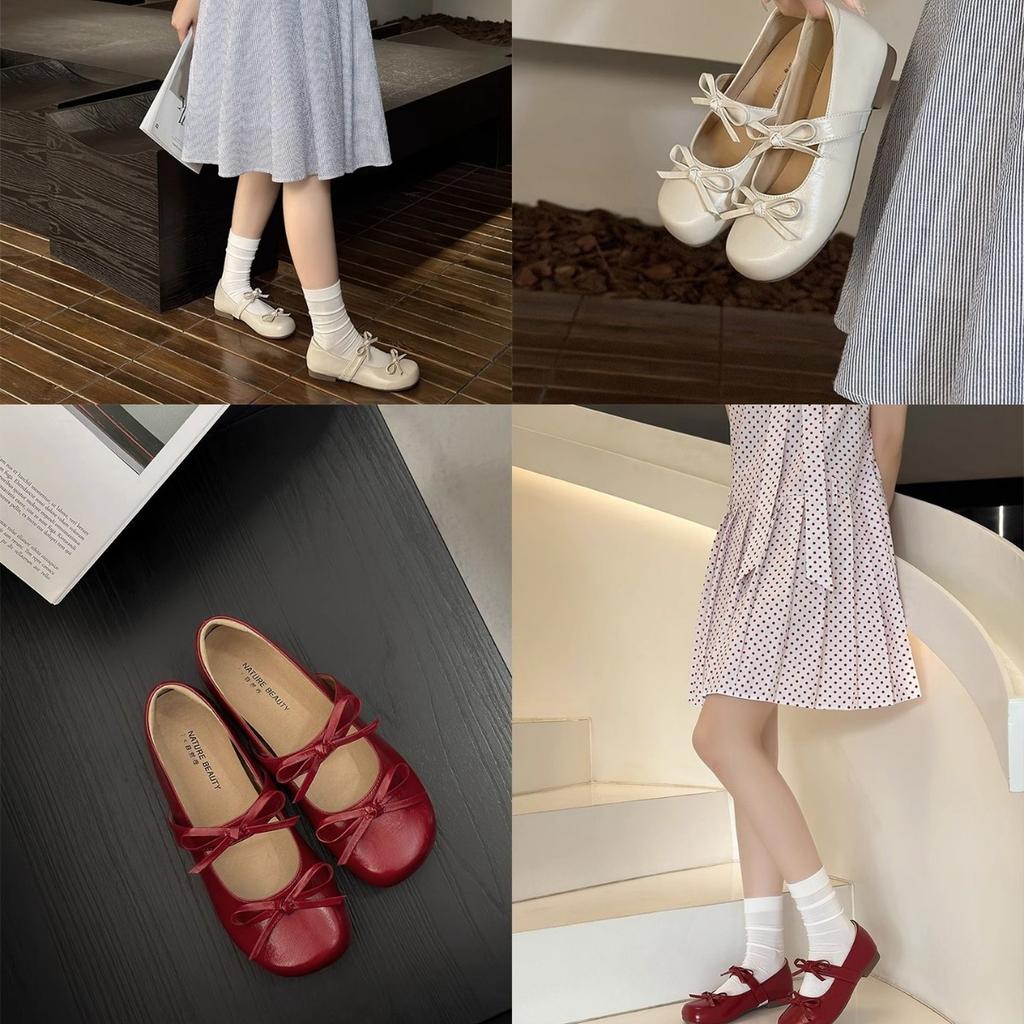 Fairy Style Bow Square Head Mary Jane Shoes 2025 Spring and Summer New Versatile Skirt Temperament Single Shoes Women's Shoes