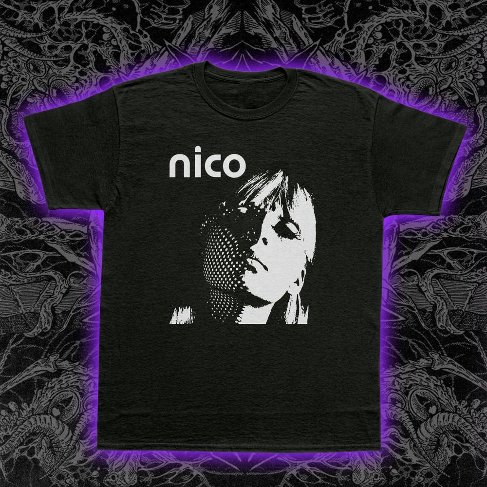 Nico Halftone T-Shirt Velvet Underground Avant-Garde Gothic Music Tee S-5XL