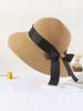 Women Wide Brim Straw Sun Hat With Black Bow Band For Beach Summer