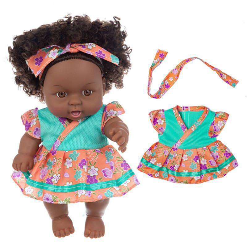 8 Inch African Black Baby Doll Realistic Cute Lifelike Play Doll With Clothes For Kids Perfect For