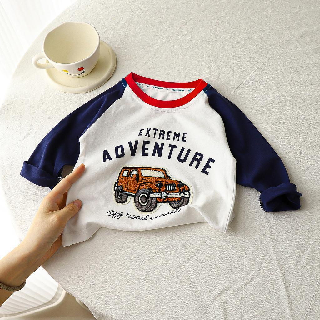 Spring and Autumn Patchwork Top for Children's Clothing Boys' T-shirt Long Sleeve Bottom Shirt for Children