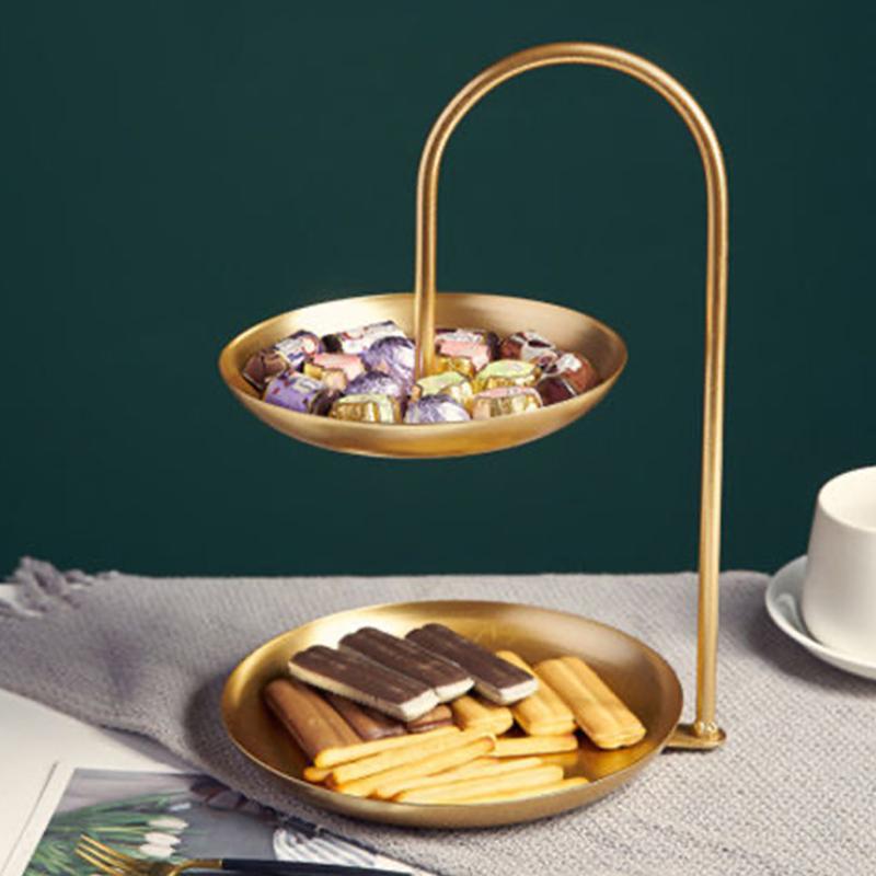 Kreative Doppelplatte Metall Dessertteller Salatteller Obstteller Süßigkeitenteller Geschirr Küchenbedarf