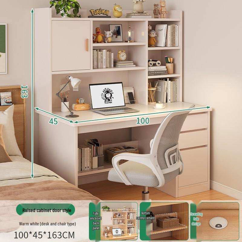 Modern Computer Desk with Bookshelf & Storage for Home, Office, Bedroom & Study Room