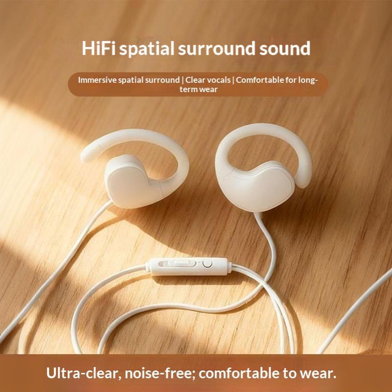 Wired Control Type C 3.5Mm Headphones Ear Hook 9D Surround Sound Bass Earbuds Sports Gaming Headset Earphones