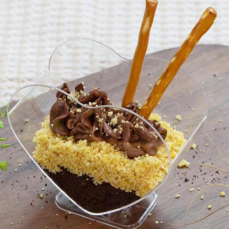 10pcs- Heart-shaped Mousse Cup Pudding Cup Heart-shaped Jelly Cup Tiramisu Cup Dessert Cup Plastic Dessert Cup