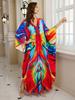 2025 European & American Cotton Printed Beach Dress Women's Long Loose Cover-Up with Sun Protection