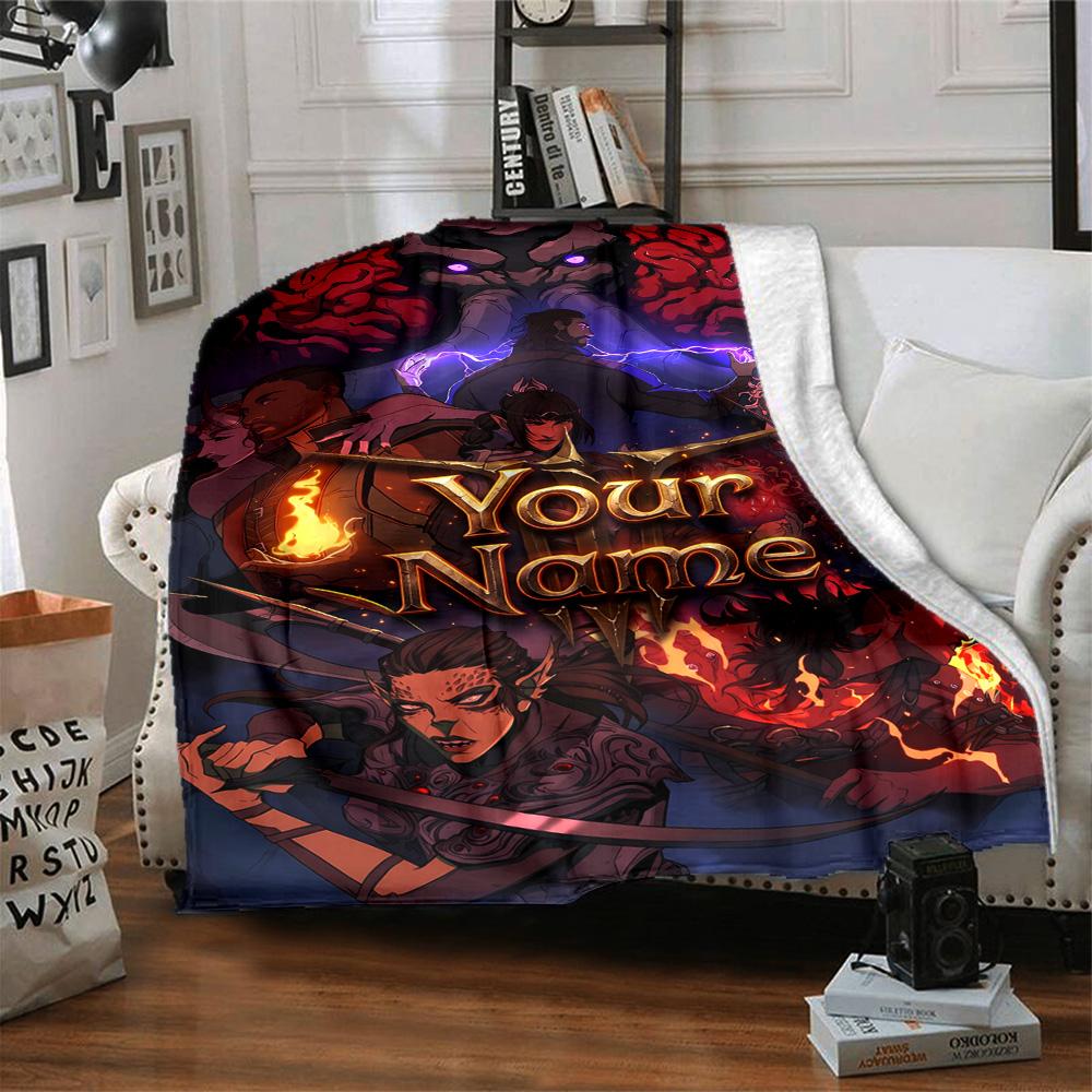 1pc baldurs gate Blanket with Custom Name, Gift, for Men and Women, Soft Blanket, Good for Sofa Bed Couch Travel, Lightweight Flannel Blanket