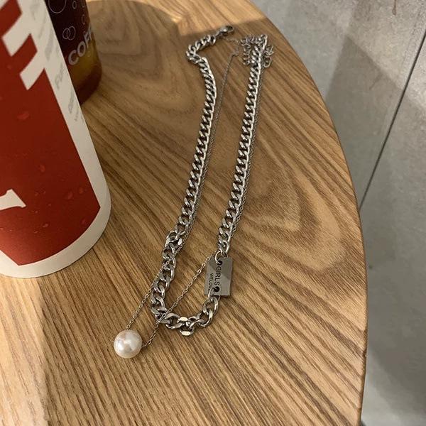 New pearl necklace women's light luxury niche versatile sweater collarbone chain premium love butterfly pendant