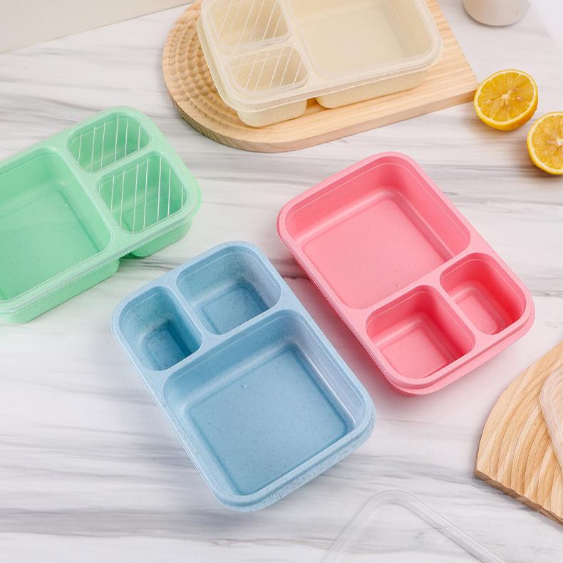 Colorful 3-Compartment Bento Tray - Multi-Portion Food Storage Container, Lightweight Meal Prep Tray, Versatile Lunch Box