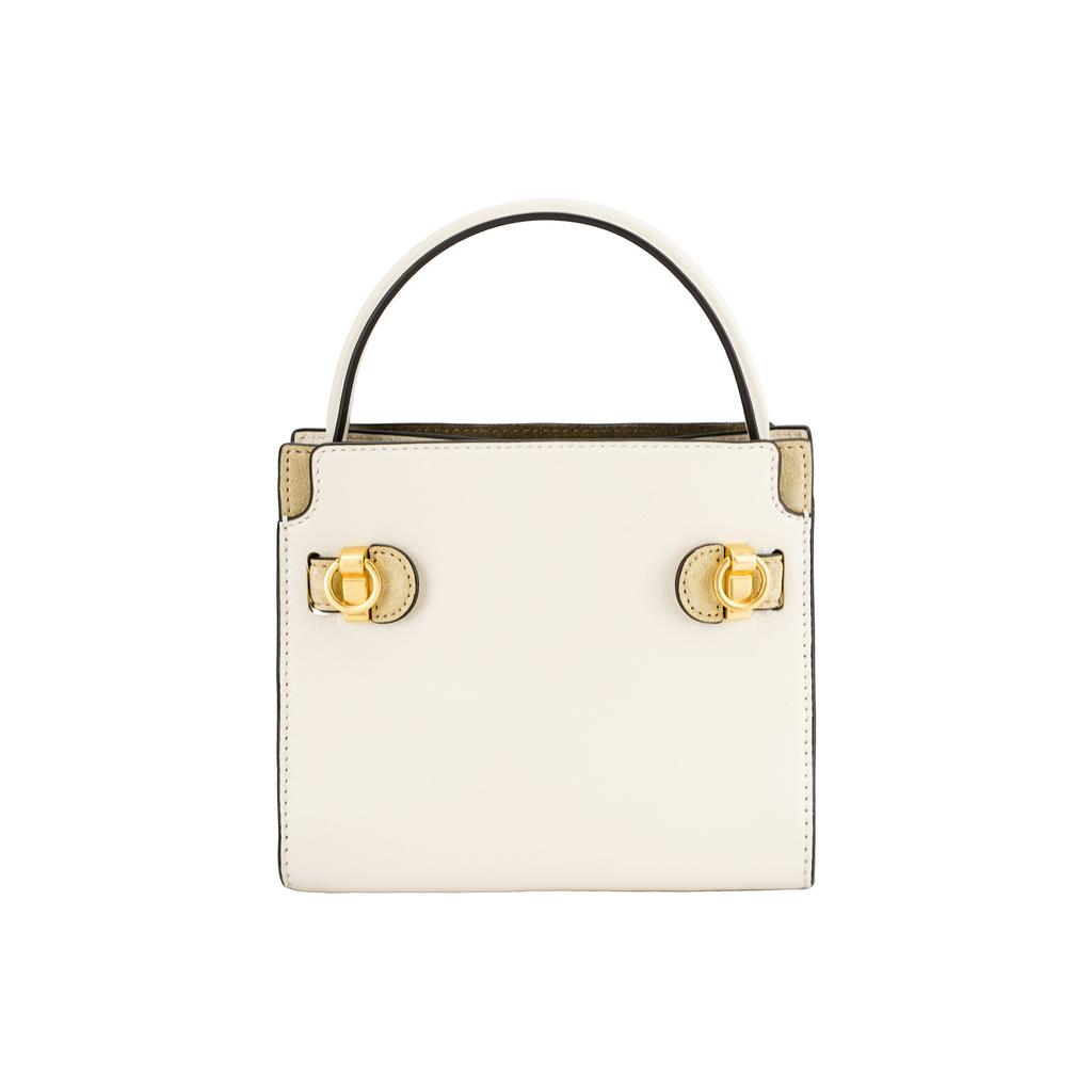 Tory Burch Lee Radziwill Button Closure Mini Leather Handbag Women handbag Beige 80673-122