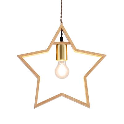Bon Furniture Pendant Ceiling Wood 1 E26 LED Bulb Ceiling Natural Light, Hook-on Type, Star-shaped, Wooden, Light, Light, Base, Only, Lighting,