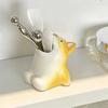 Cartoon Animal Toothbrush Holder Resin Bathroom Organizer Stand for Toothbrushes Paste Adorable Desk Decor for Sink Countertop Multi-Purpose Storage