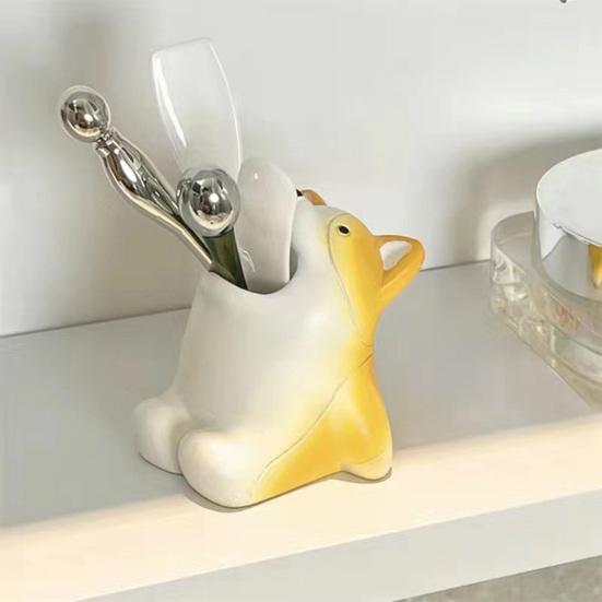 Cartoon Animal Toothbrush Holder Resin Bathroom Organizer Stand for Toothbrushes Paste Adorable Desk Decor for Sink Countertop Multi-Purpose Storage