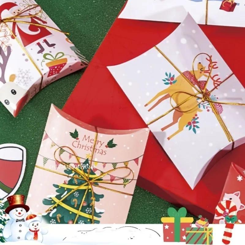 20-60 Stück Weihnachten Bronzing Kleine Geschenkbox Feiertagsparty Süßigkeiten Keks Snack Geschenk Mode Einfache Verpackung Kissenform Karton