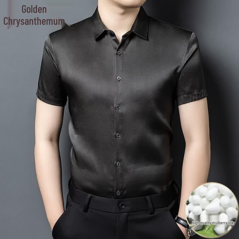 Men's Summer Mulberry Silk Short-Sleeve Shirt