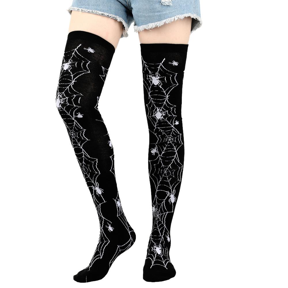 New Casual Women Socks Halloween Socks Creative Cosplay Long Socks Bone Web Men Socks Black/White Socks Couple Socks Size 37-44