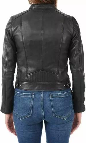 Stylish Black Women's Genuine Designer Lambskin Leather Jacket Handmade Casual Biker