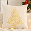 Embroidery Throw Pillow Cover Christmas Decoration Velvet Soft Christmas Tree Gold Winter Farmhouse Home Sofa Living Room