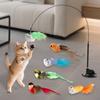 Yousheng Cat Feathered Wand Toy Interactive Kitten Teaser with Suction Cup 2 Play Modes Cat Wand Toy for Indoor Exercise Entertainment