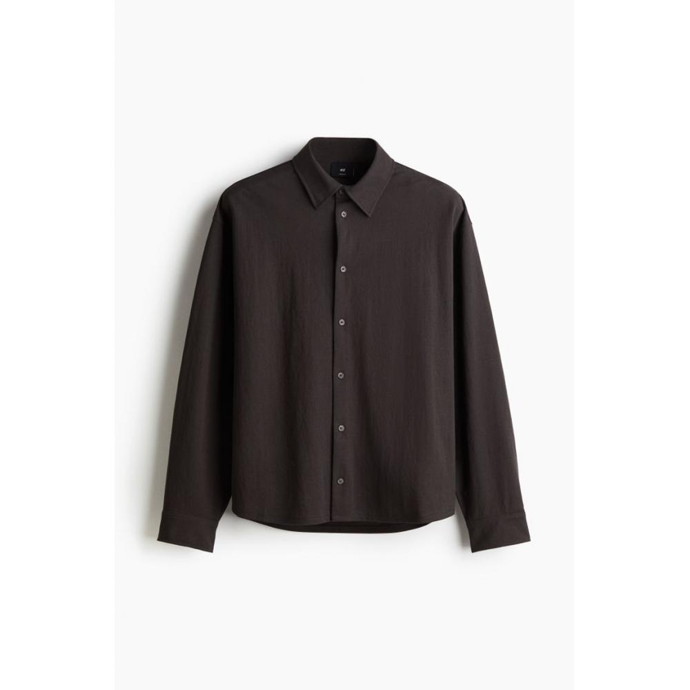 H M Loose Fit sHirt Dark Brown