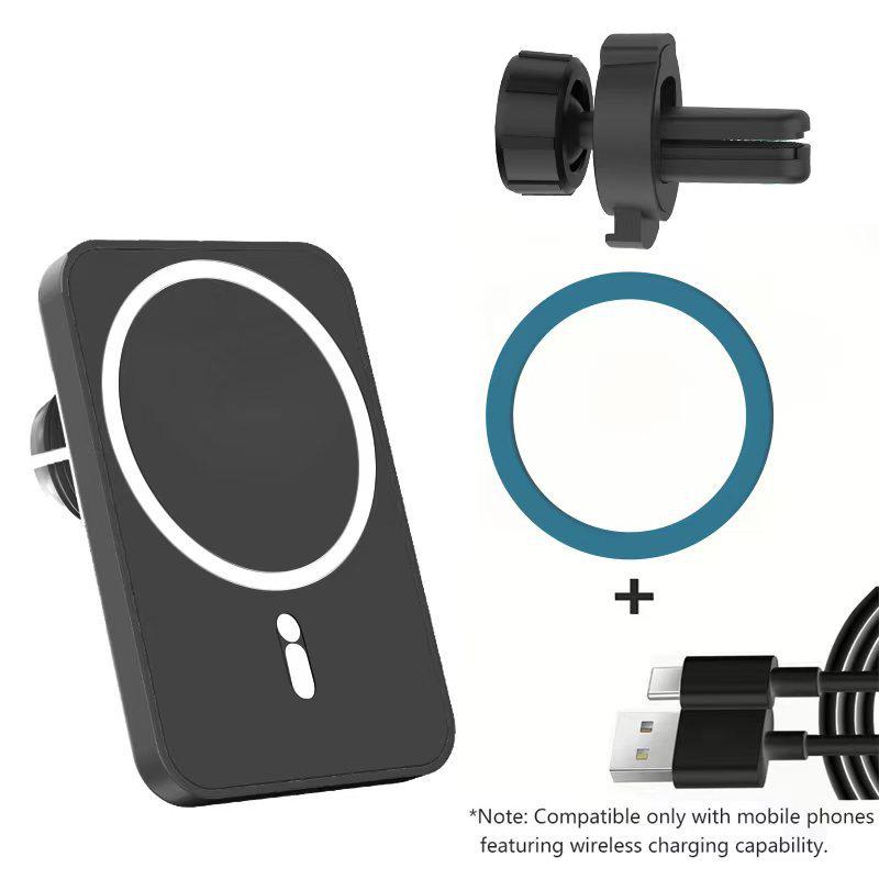 Magnetic Wireless Car Charger & Holder for iPhone - Magsafe Compatible, 15W Fast Charging