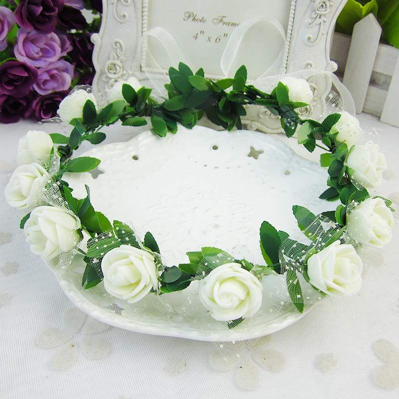 Rose Blumen Krone Stirnband Kranz Mädchen Stirnband Blumen Für Party Hochzeit Braut Dekor Haarband Kopfbedeckung Prom Kopf Wrap
