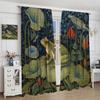 Forest Tree Frog Decor Window Curtain Animals Leaves Retro Rustic Botanical Home Kitchen Restaurant Decoration Window Curtain