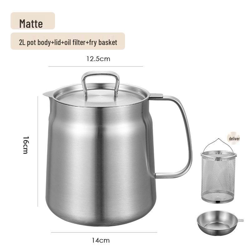304 Stainless Steel Multi-Purpose Oil Filter Pot with Screen and Dregs Separator for Kitchen