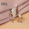 Alloy Brooch Accessory Rhinestone Flying Horse Brooch, Hollow Winged Lapel Pin for Men Jewelry Women, Decorative Badge Clothes Bag Hat Scarf Suits